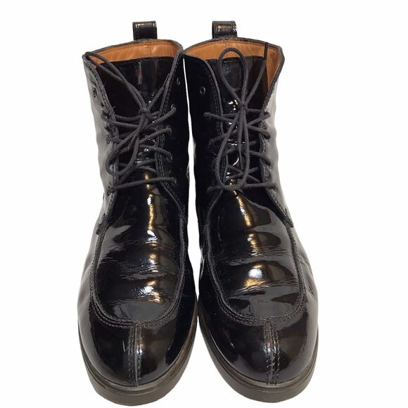 Salvatore Ferragamo Vintage Patent Leather‎ Boots Lace Up Size 8 B - Picture 6 of 12